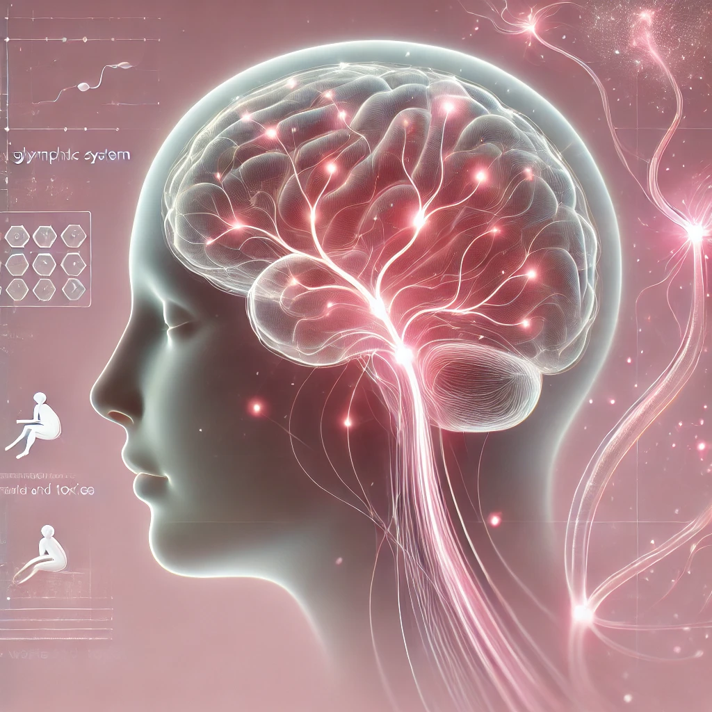 Brain Lymphatic Detox Illustration of the brain's glymphatic system clearing waste during sleep