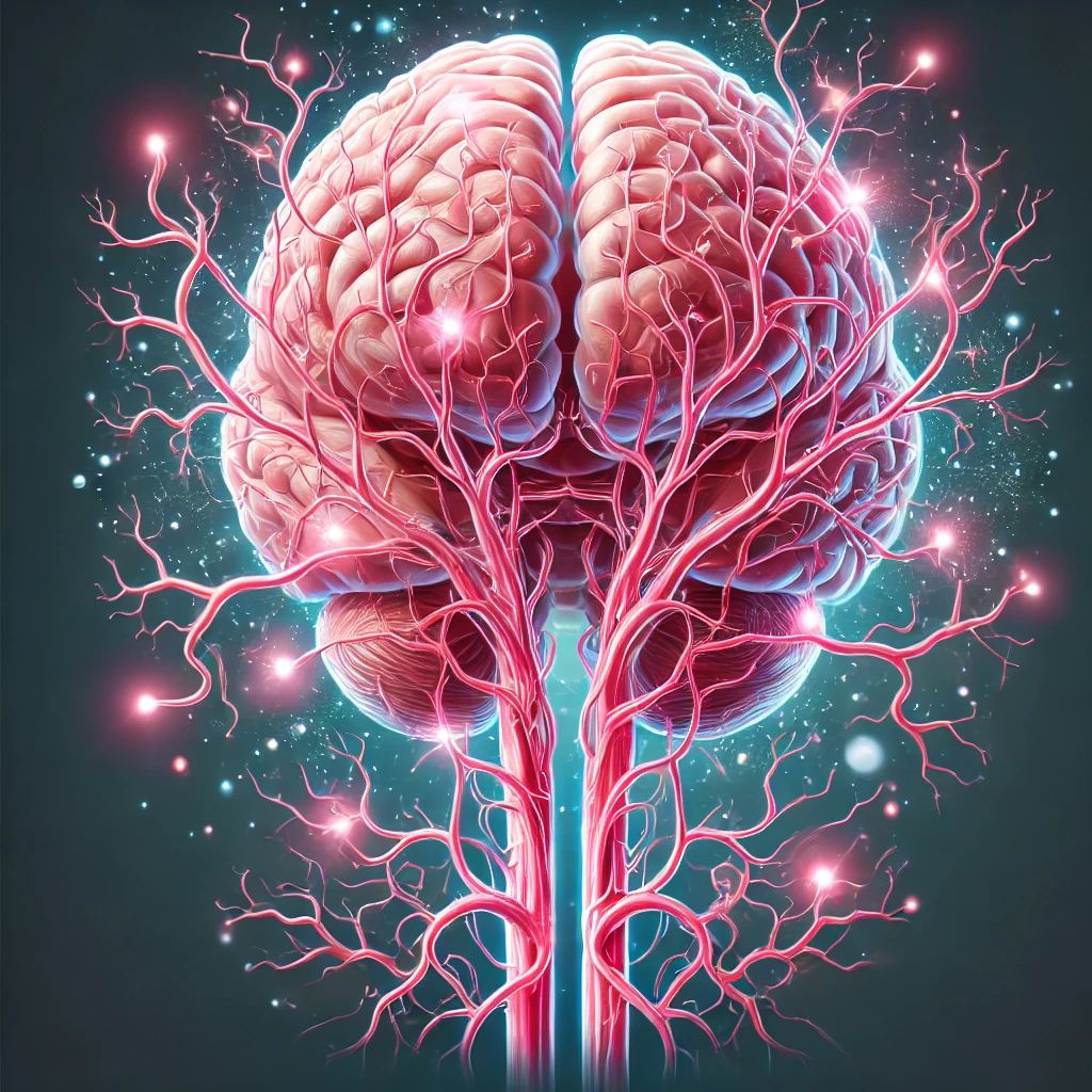 Diagram of lymphatic vessels connected to brain and neurological health