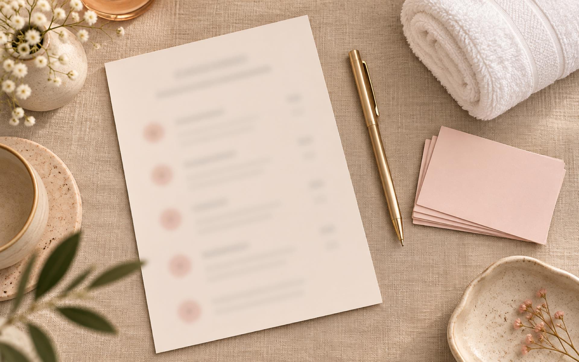 Printed cellulite treatment plan and pricing on a treatment room desk in Houston