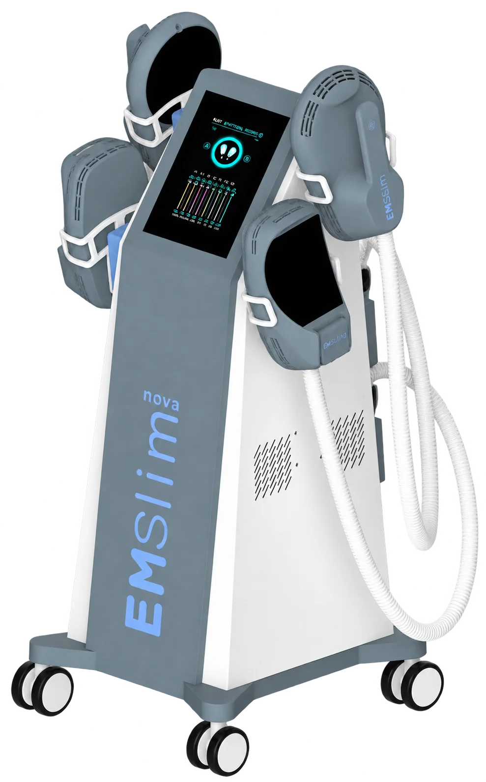 EMSlim Nova EMS muscle toning machine with four applicators, used at Carolina Pintos Therapy in Houston